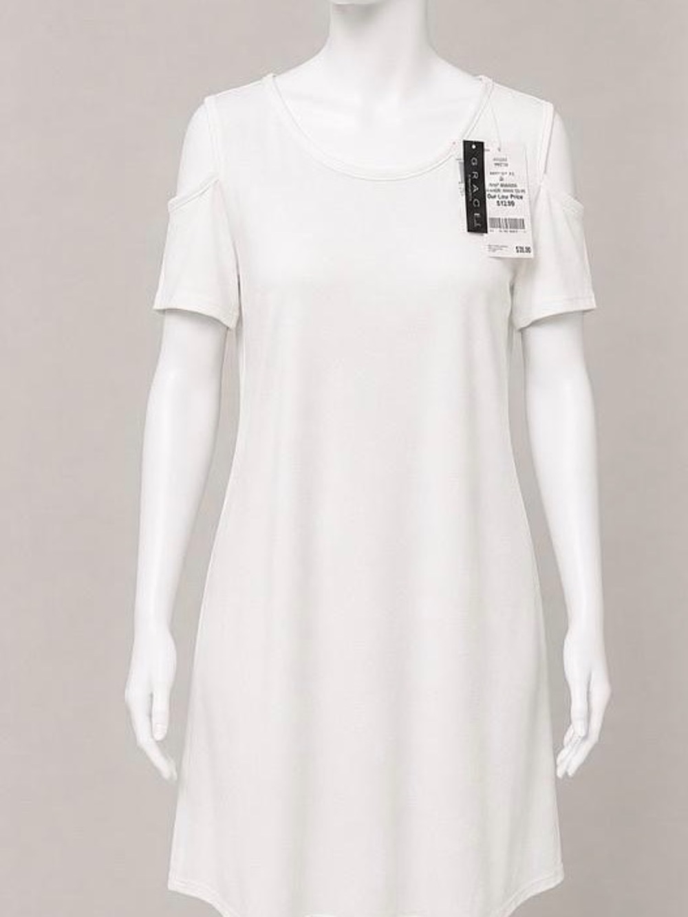 Grace White Cold-Shoulder Shift Dress
